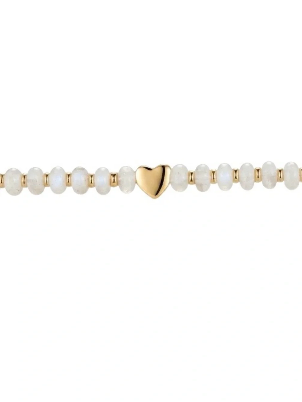 Beaded White/Gold Heart Adjustable Bracelet (NWT)